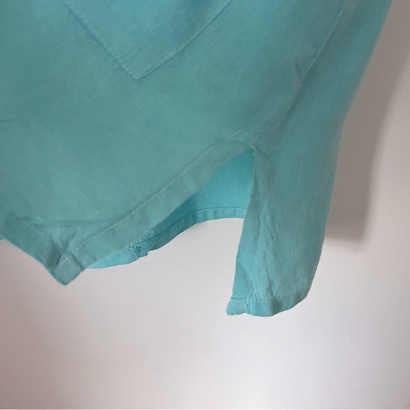 Match Point USA Aqua Women's Linen Oversized Lagenlook Top Large Pockets Summer - Picture 9 of 11